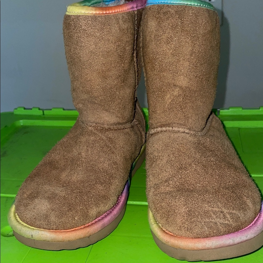UGG Brown Boots with Colorful Trim